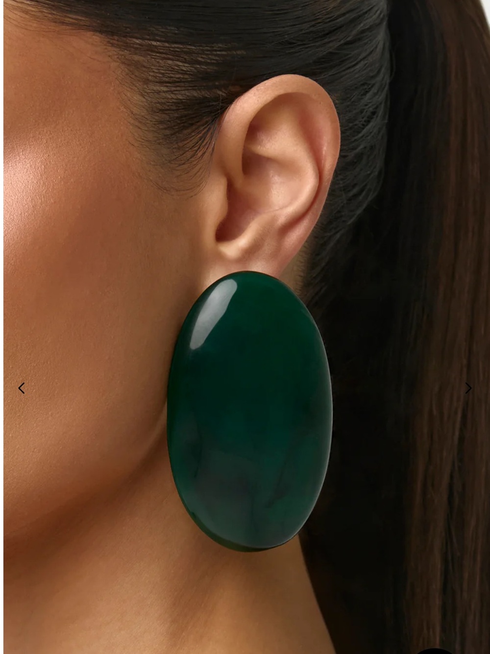 naked wardrobe emerald Green marble Oval Earrings
